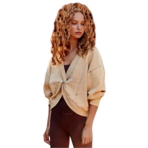 Free People Front to Back Sweatshirt Small 2 4 French Terry Twisted WEAR 2 WAYS - Picture 1 of 14